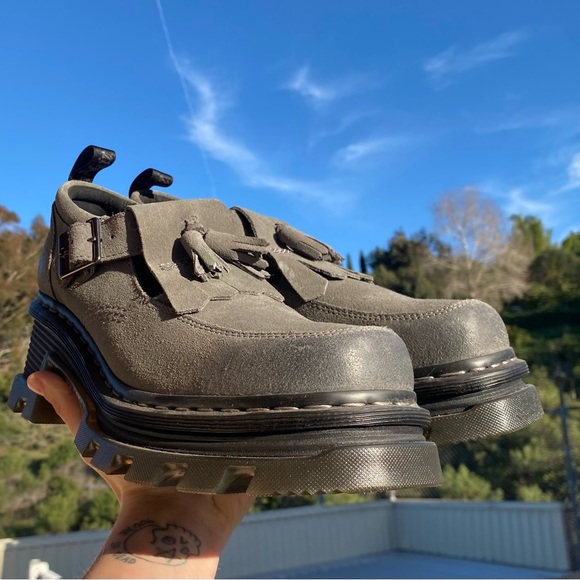 Dr. Martens Shoes - Dr. Martens Atlas Corran Mary Jane Gray Suede Platform Heeled Oxfords Women’s 11